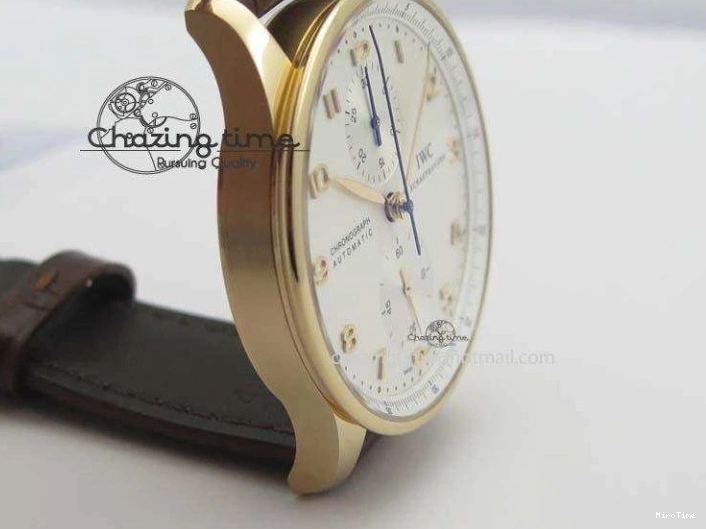 MIROTIME 0418 Portuguese Chrono RG IW371480 ZF 1:1 Best Edition White Dial On Brown Leather Strap A7750 V HighPerformance 7266